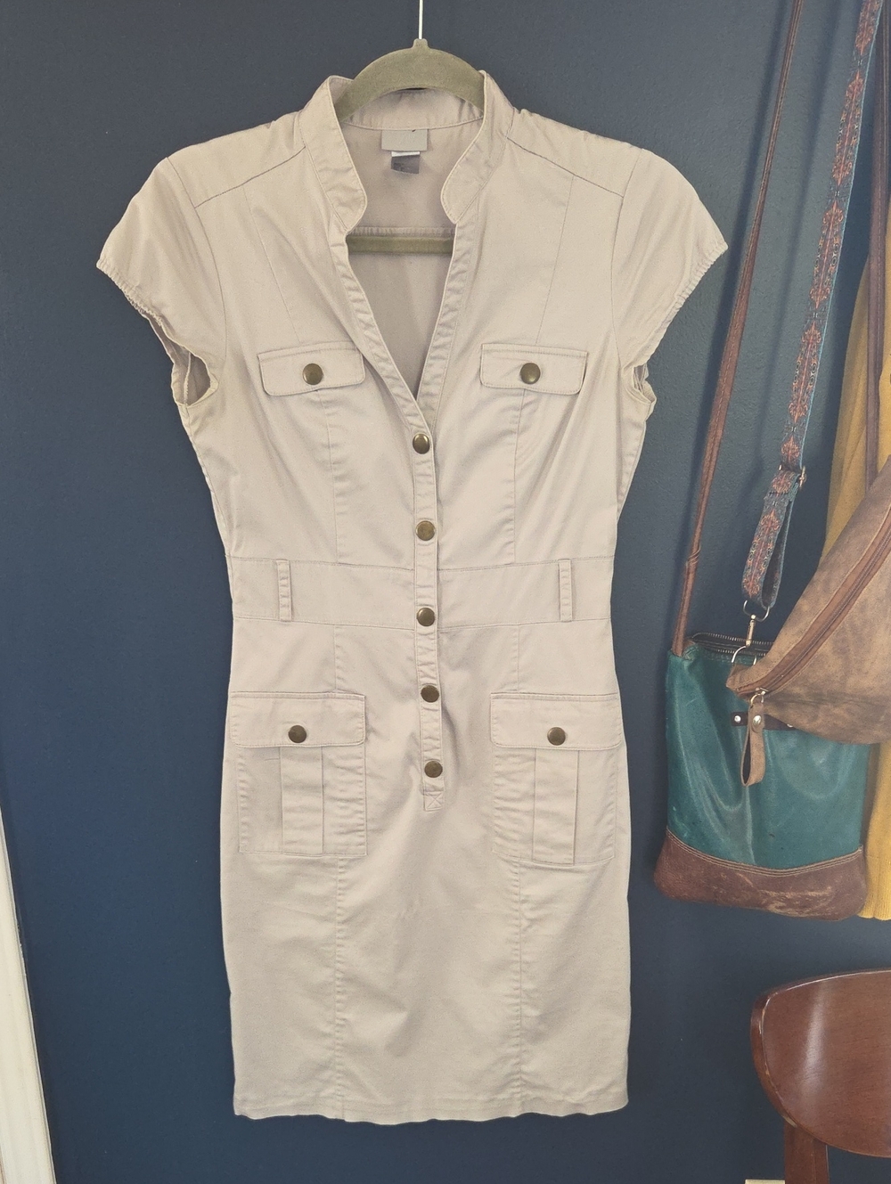 H&M Cream Utility Midi Dress